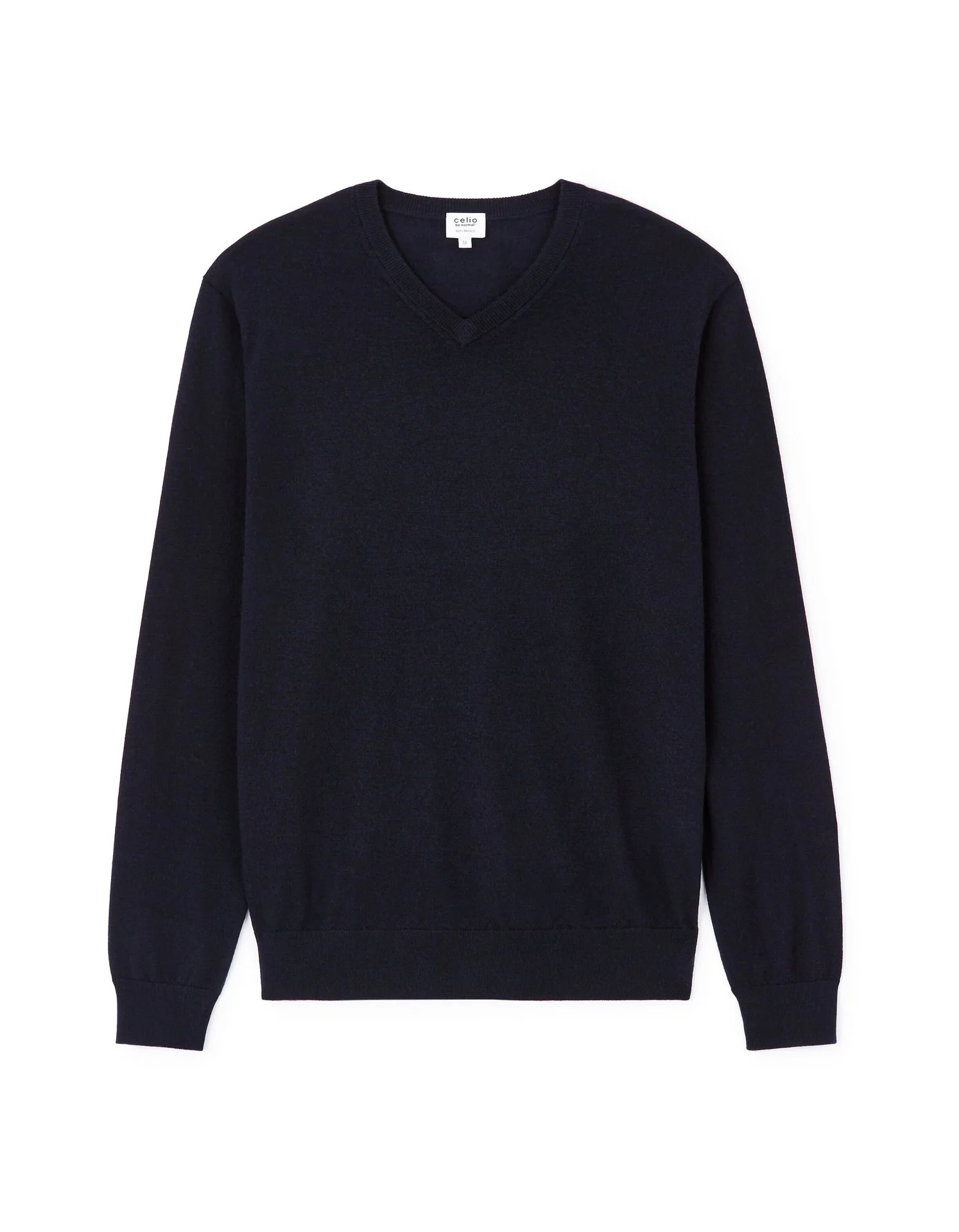 100% Merino Wool V-Neck Sweater - Navy - Image 2