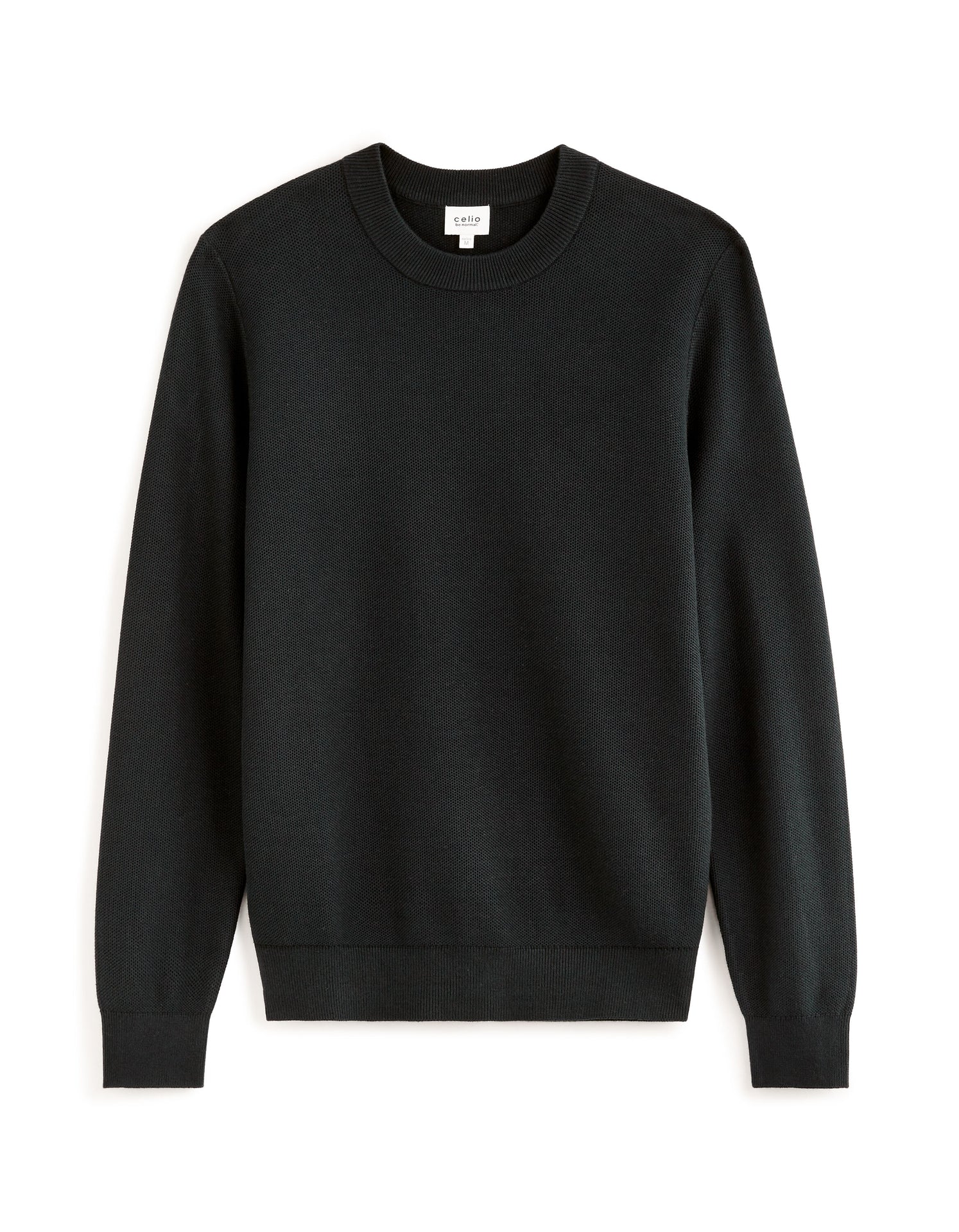 100% cotton crew neck sweater - black - Image 2