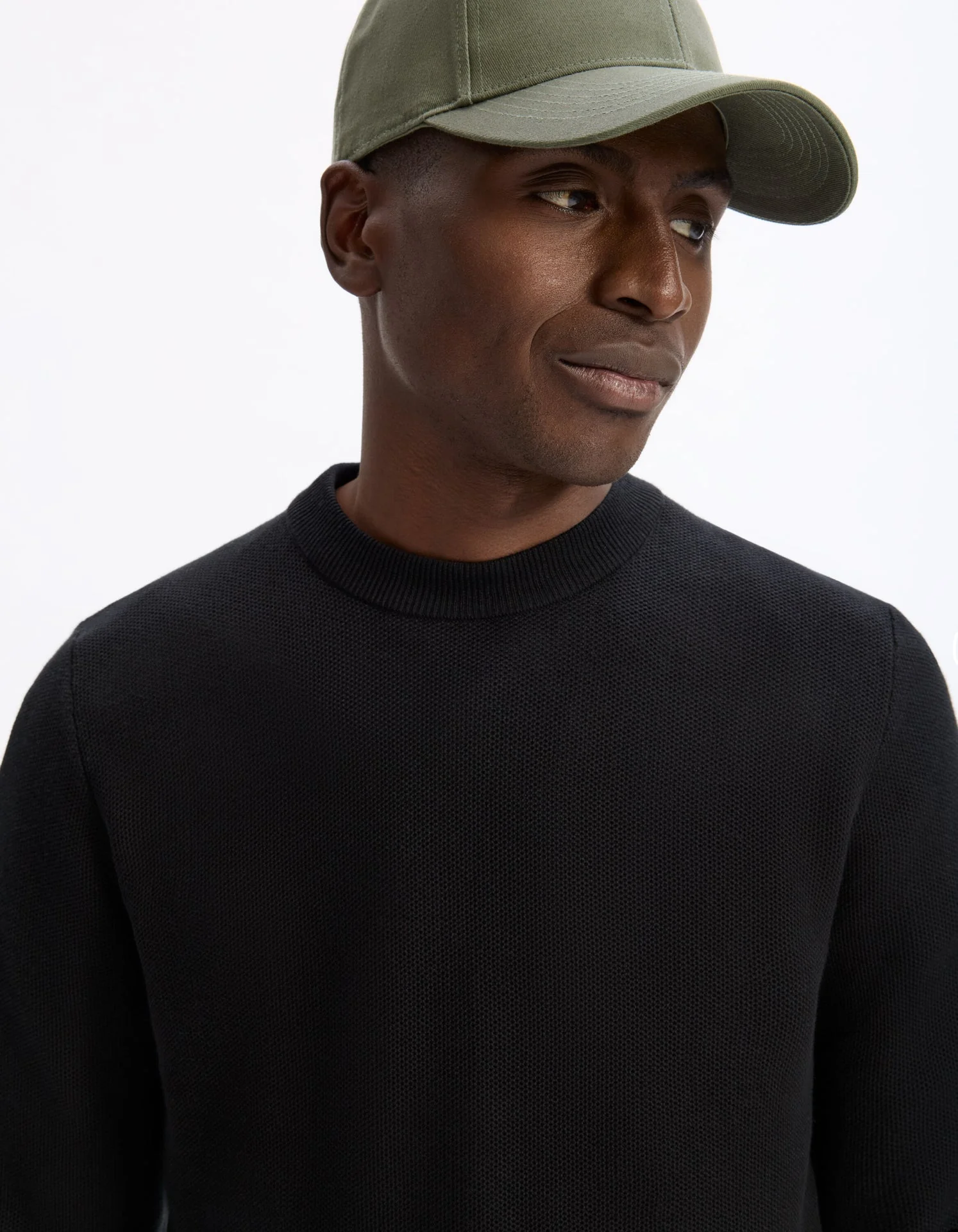 100% cotton crew neck sweater - black - Image 3