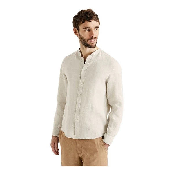 Regular Linen Shirt With Mandarin Collar - Image 2