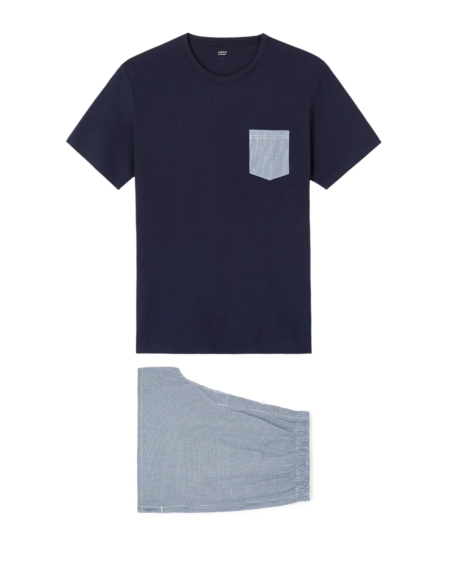 Cotton Short Pajamas - Navy