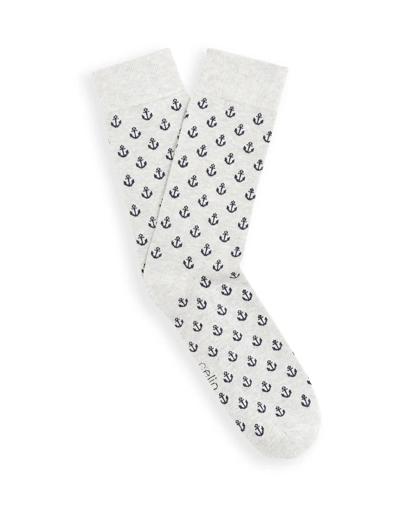 Anchor Pattern Knee-High Socks - Heather Gray
