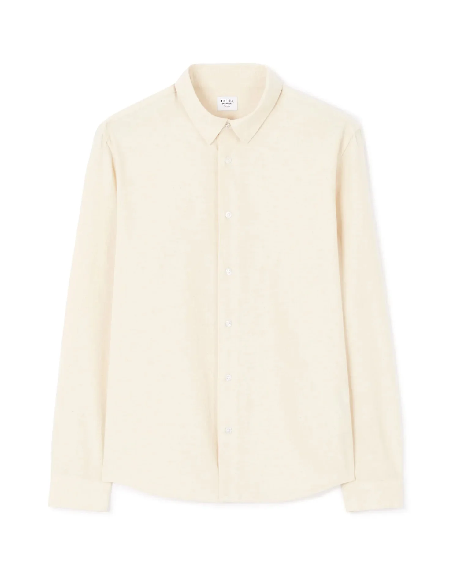 Regular-Fit 100% Cotton Chambray Shirt - Beige - Image 2