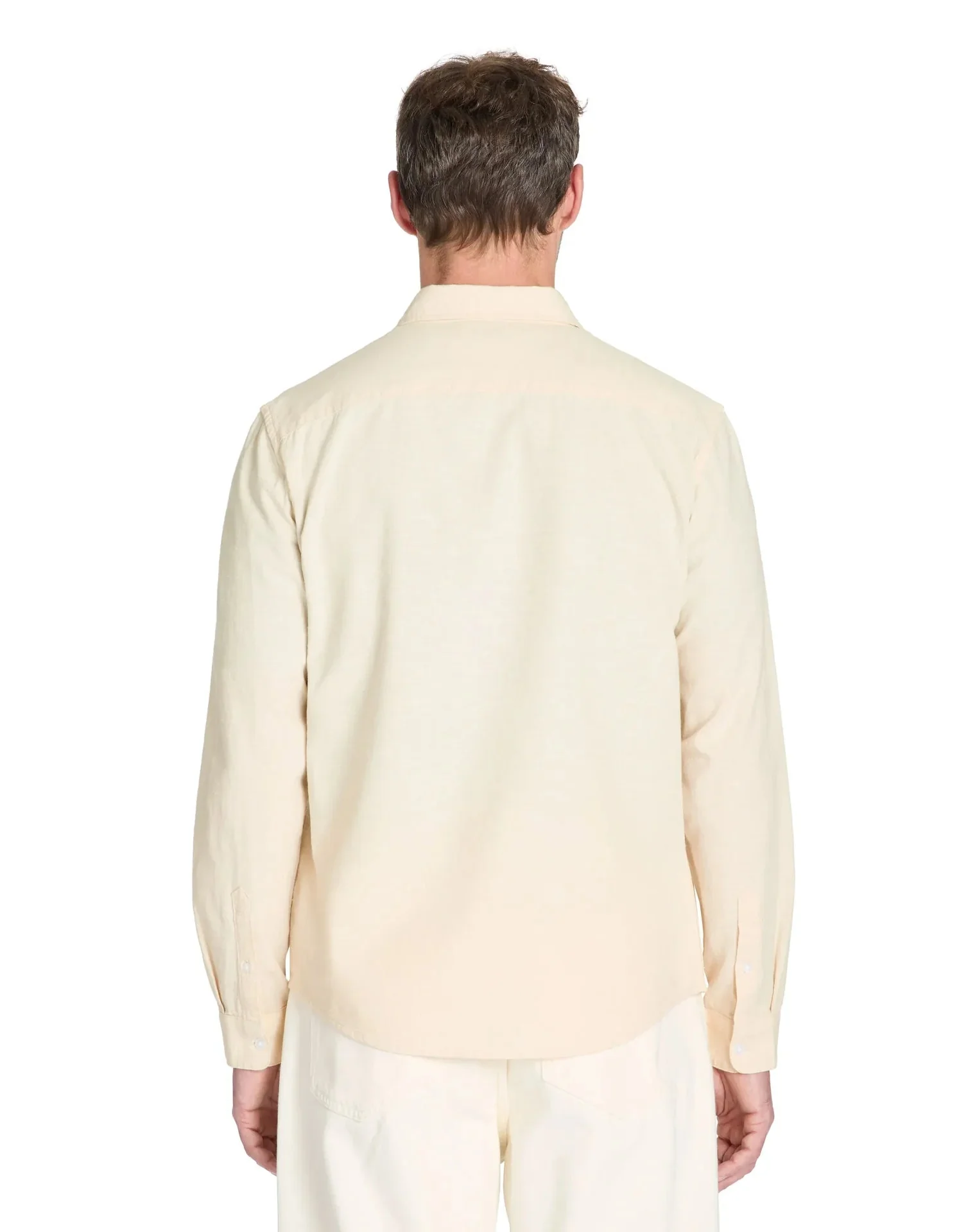 Regular-Fit 100% Cotton Chambray Shirt - Beige - Image 4