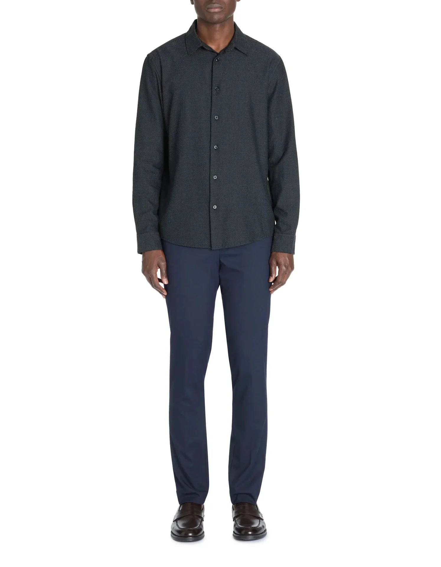 Regular Polka Dot Shirt 100% Cotton - Navy - Image 3