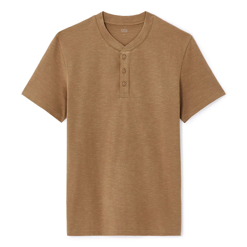 100% Cotton Straight Neck T-Shirt - Brown - Image 2