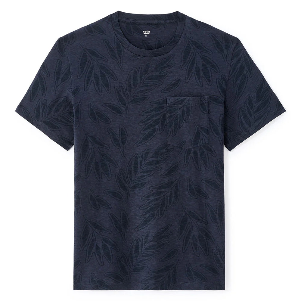 Straight Round Neck T-Shirt 100% Cotton - Navy - Image 2
