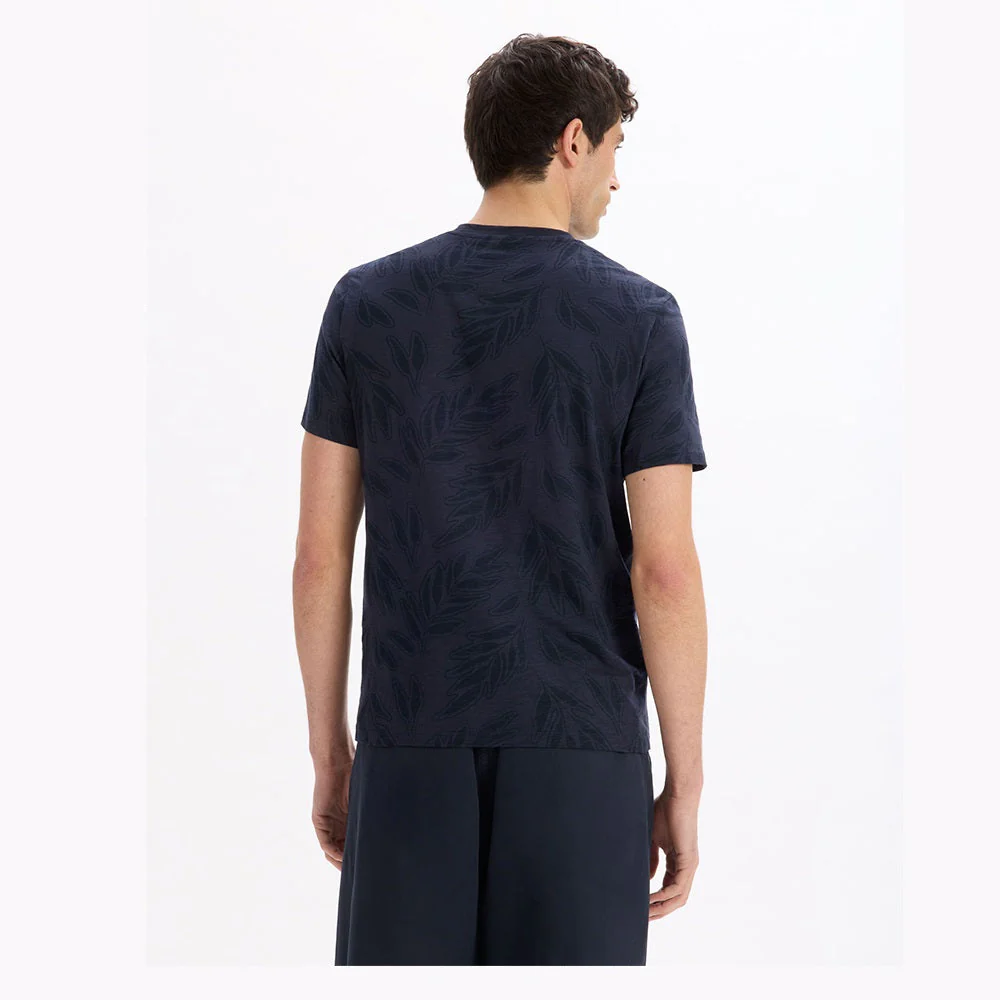 Straight Round Neck T-Shirt 100% Cotton - Navy - Image 4
