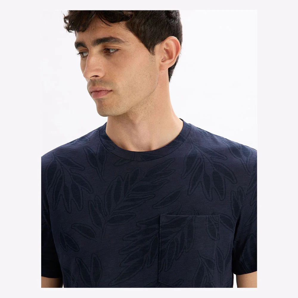 Straight Round Neck T-Shirt 100% Cotton - Navy - Image 5