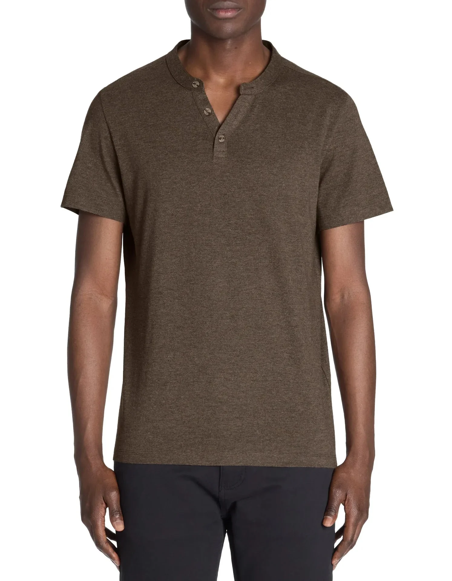 100% Cotton Straight Neck T-Shirt - Brown