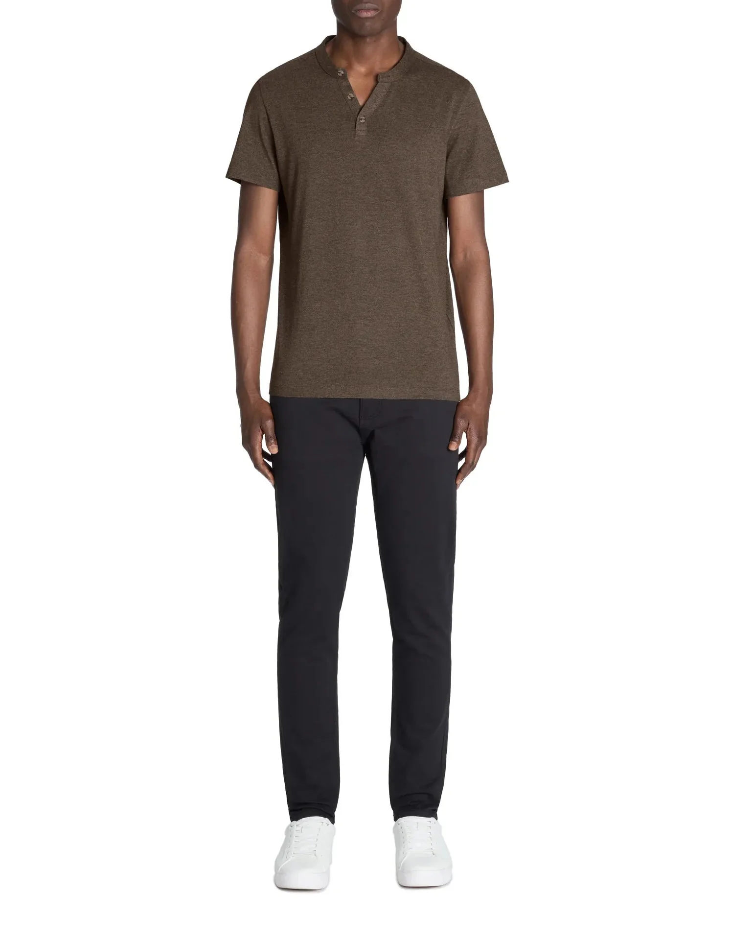 100% Cotton Straight Neck T-Shirt - Brown - Image 3