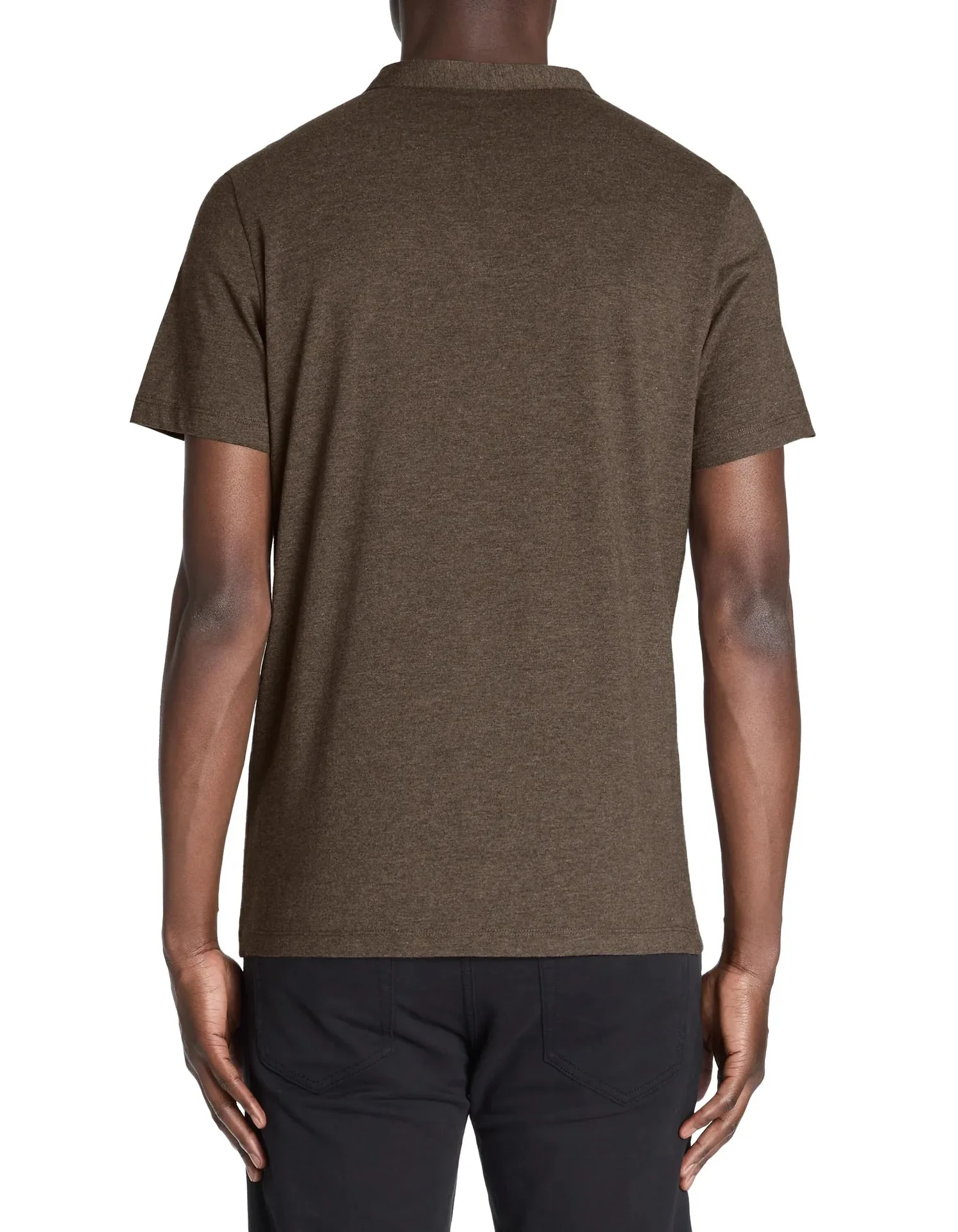 100% Cotton Straight Neck T-Shirt - Brown - Image 4