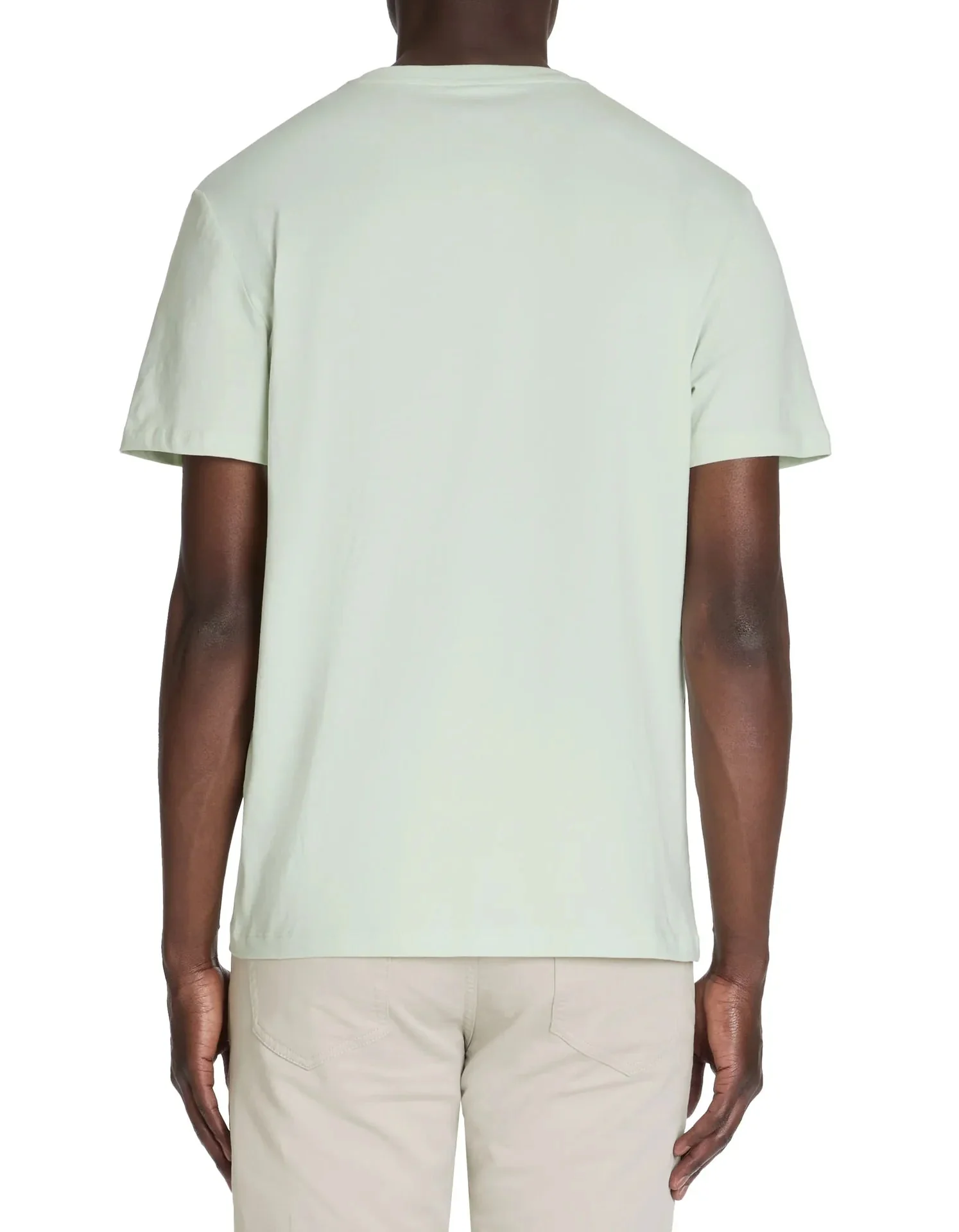 Straight Round Neck T-Shirt 100% Cotton - Light Green - Image 4