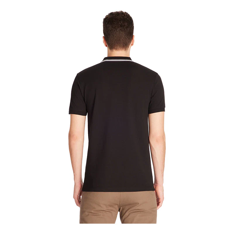 Slim Stretch Cotton Polo Shirt - Black - Image 4