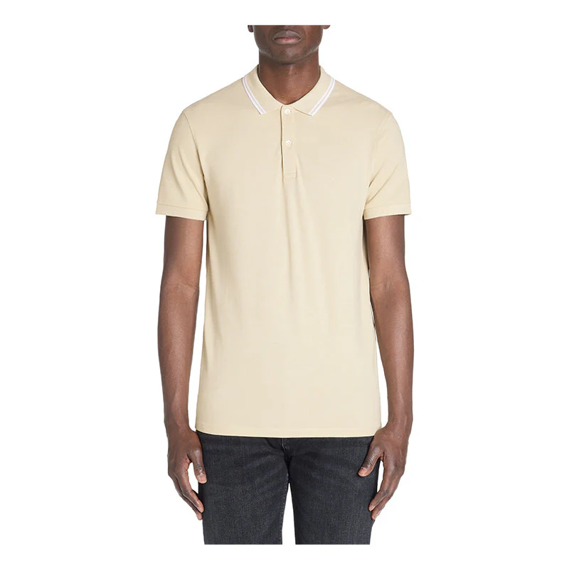 Slim Stretch Cotton Polo Shirt - Beige
