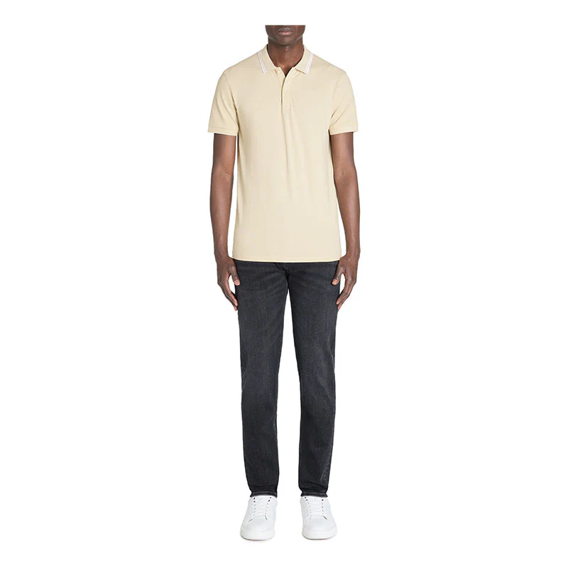 Slim Stretch Cotton Polo Shirt - Beige - Image 3