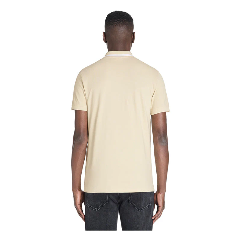 Slim Stretch Cotton Polo Shirt - Beige - Image 4