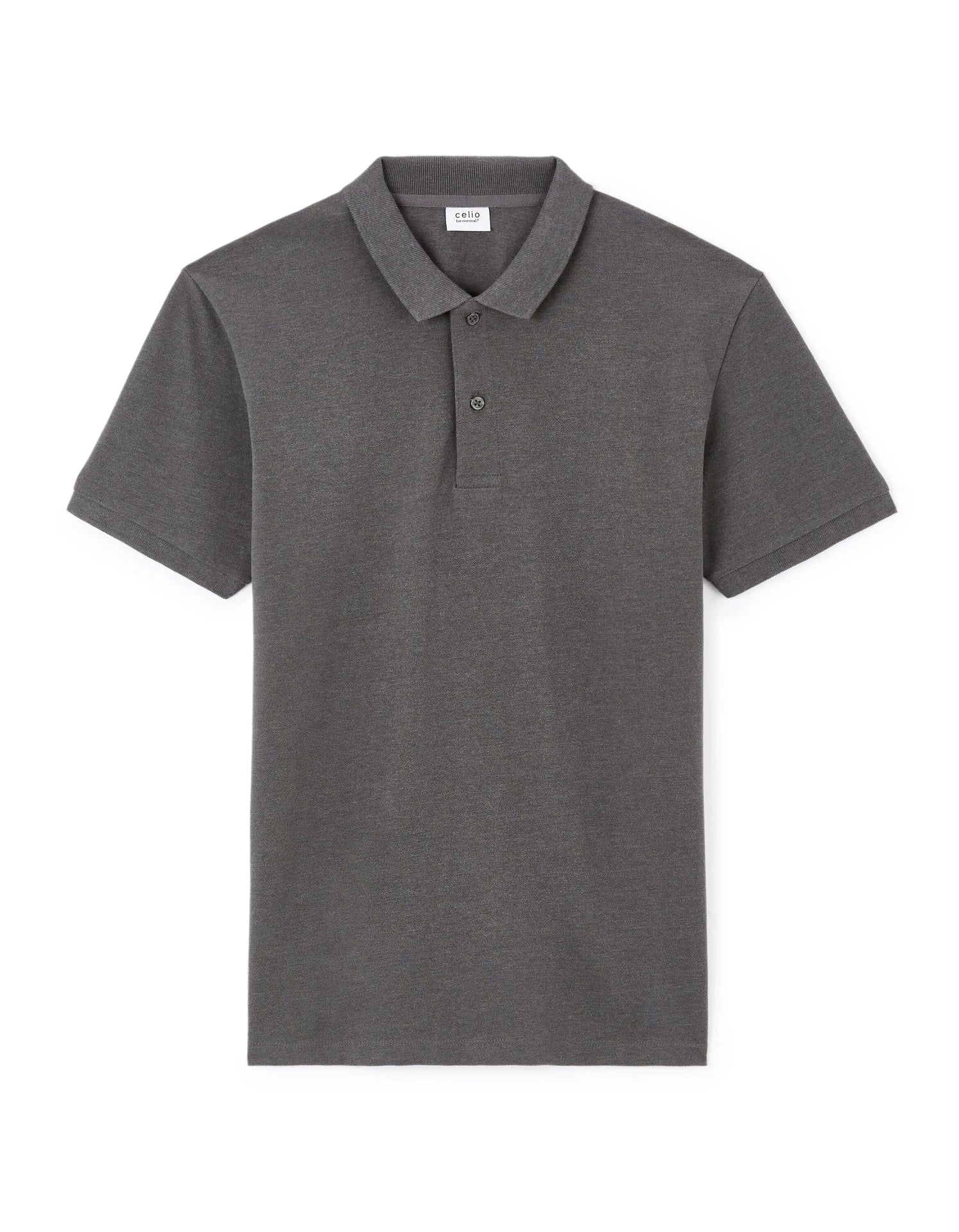 Straight Cotton Blend Polo Shirt - Anthracite - Image 2