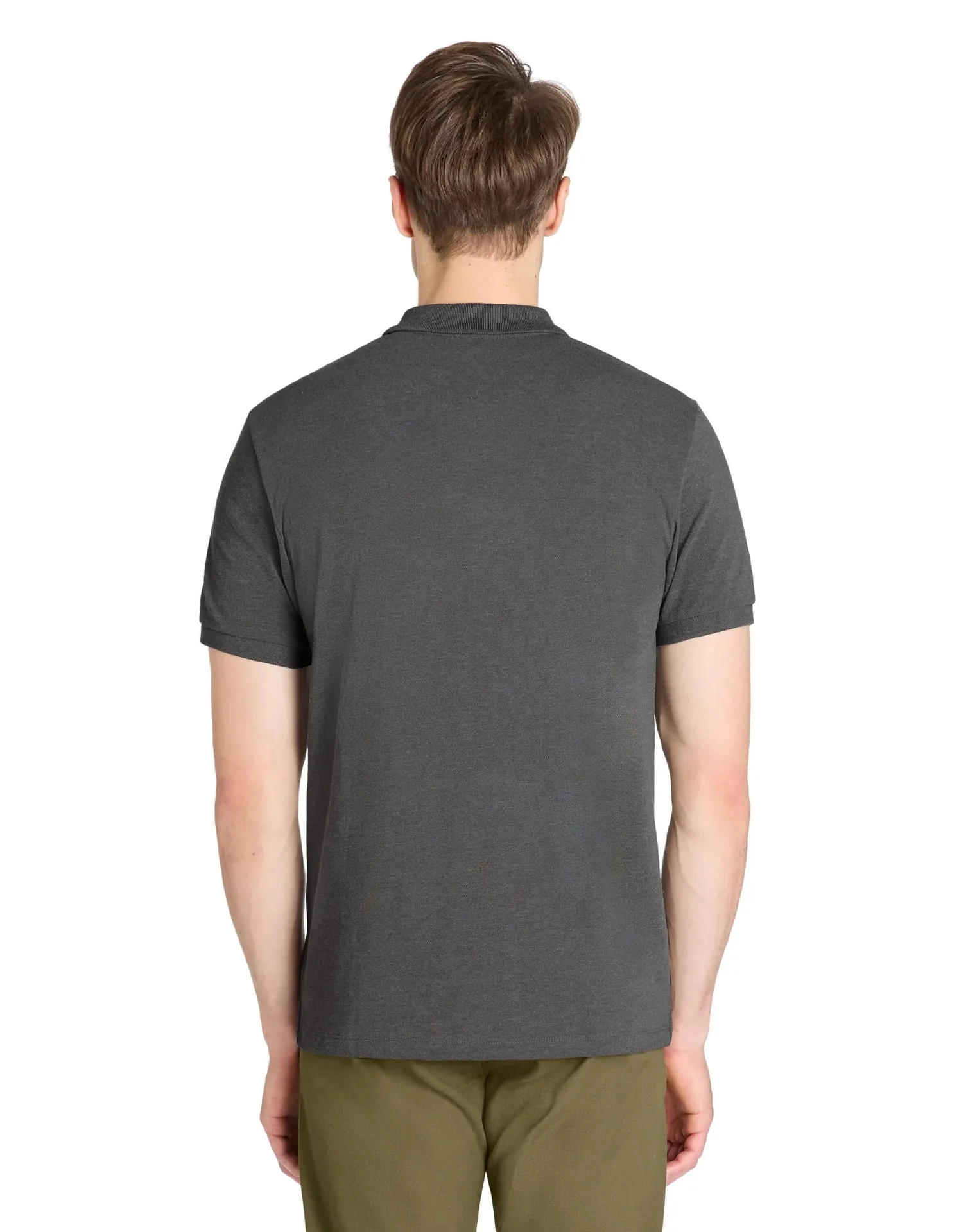 Straight Cotton Blend Polo Shirt - Anthracite - Image 4