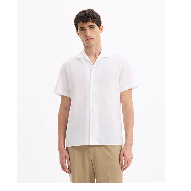 Regular Linen And Cotton Shirt - White - Image 3