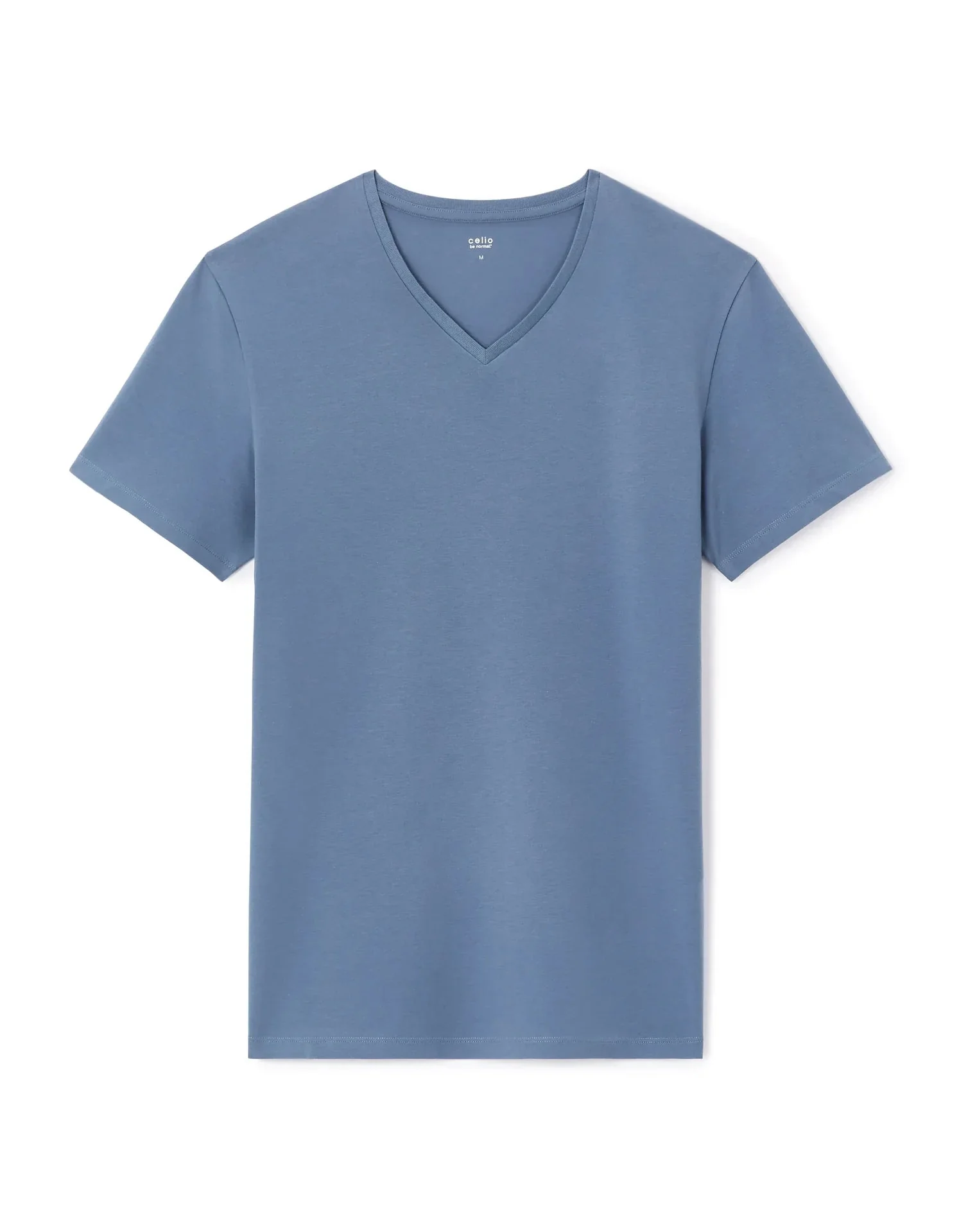 Slim V-Neck T-Shirt 100% Stretch Cotton - Navy - Image 2