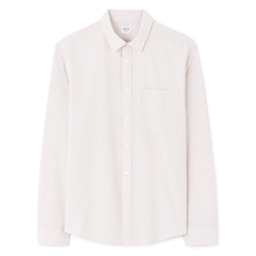Regular Striped Shirt 100% Cotton - Beige - Image 2