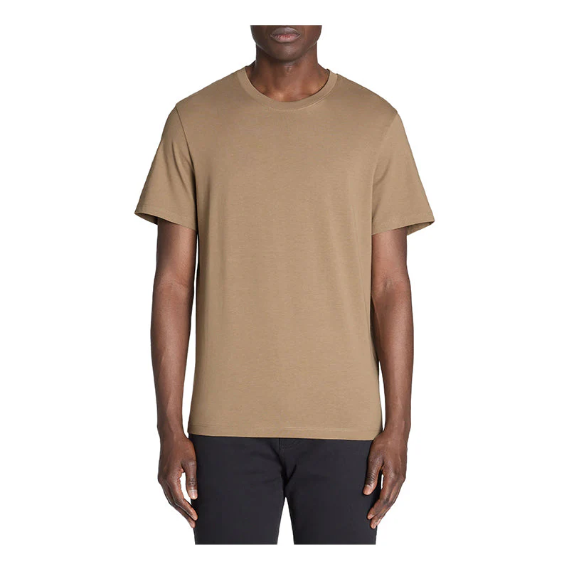 100% Cotton Crew Neck Straight T-Shirt - Taupe