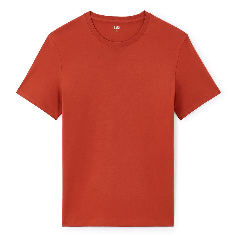 Straight Round Neck T-Shirt 100% Cotton - Red - Image 2