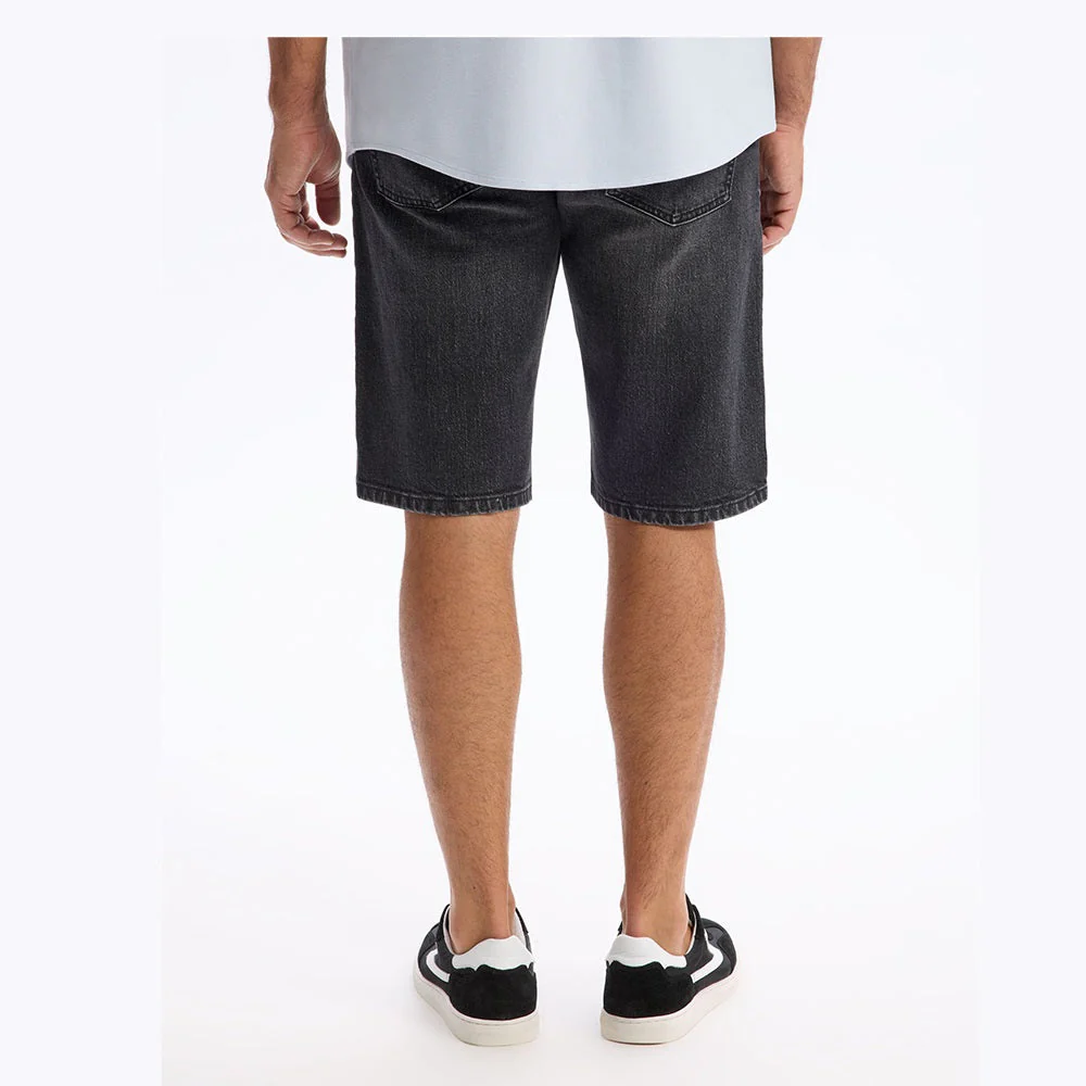 Stretch Cotton Denim Bermuda Shorts - Black - Image 4