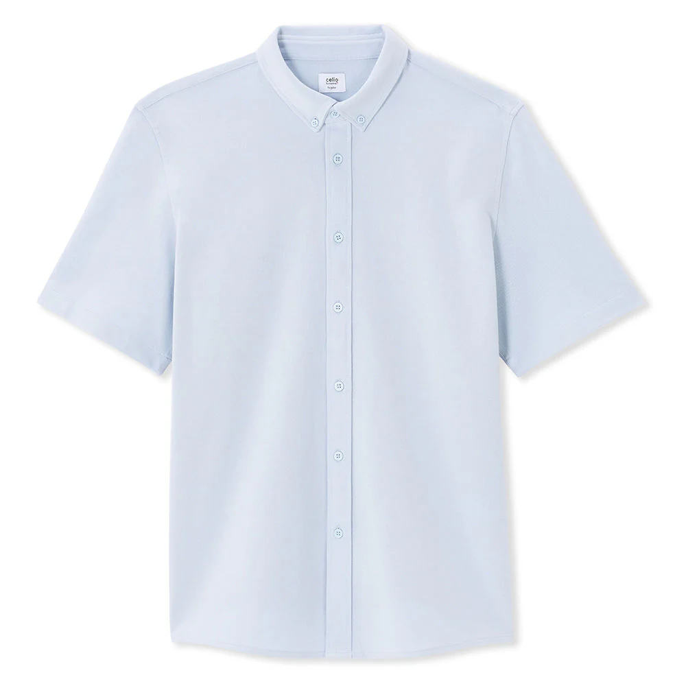 Regular Jersey Pique Shirt - Blue - Image 2