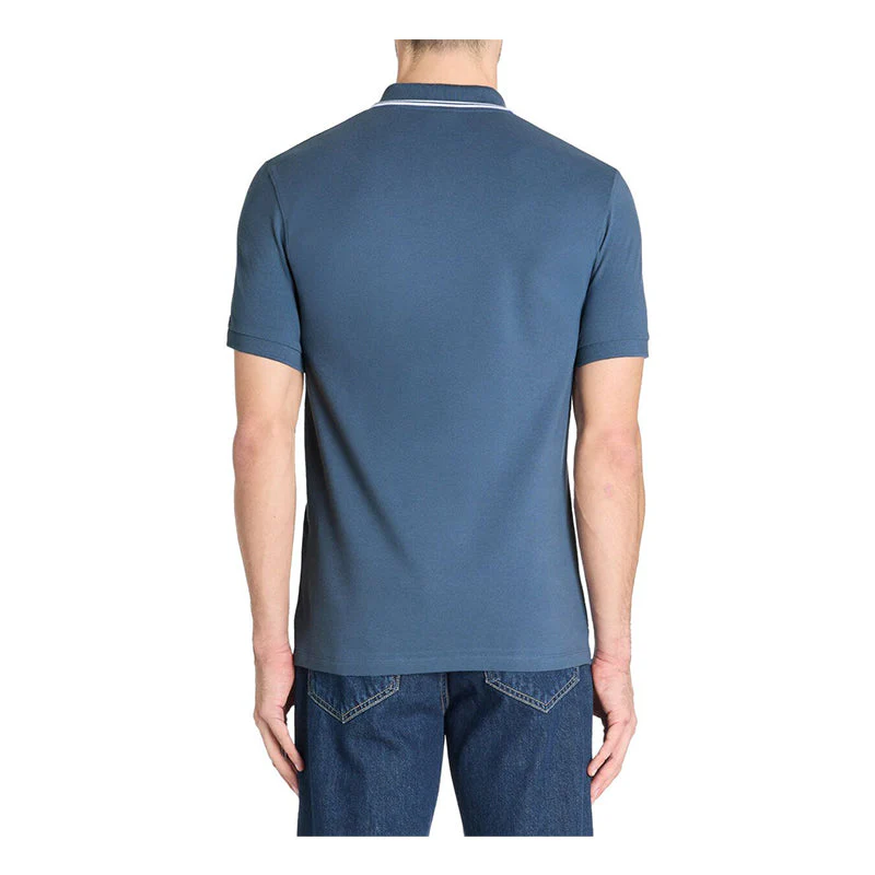 Slim Stretch Cotton Polo Shirt - Dark Blue - Image 4