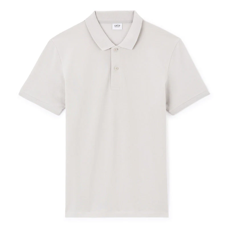 100% Cotton Straight Pique Polo Shirt - Light Grey - Image 2