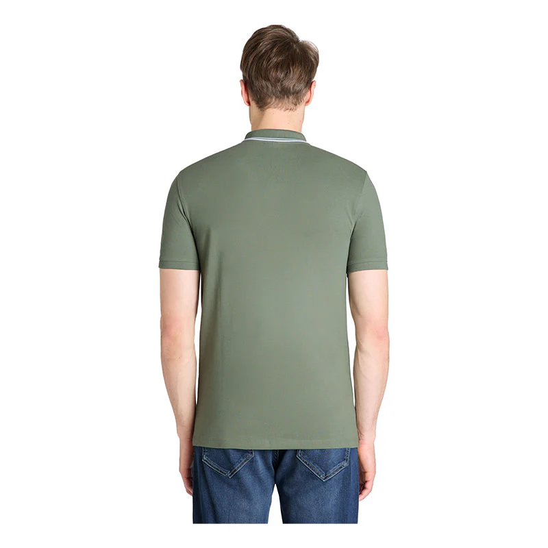 Slim Stretch Cotton Polo Shirt - Light Green - Image 4