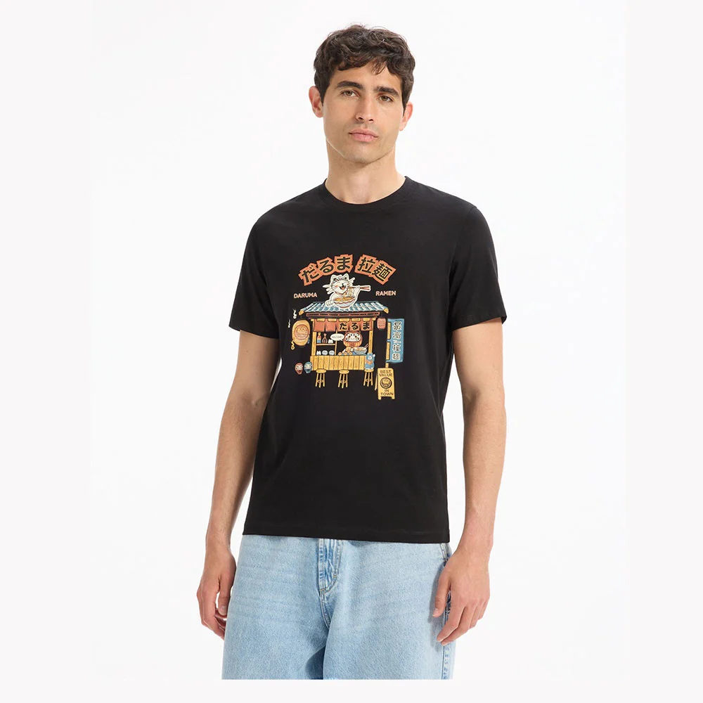100% Cotton Crew Neck Straight T-Shirt - Black - Image 3