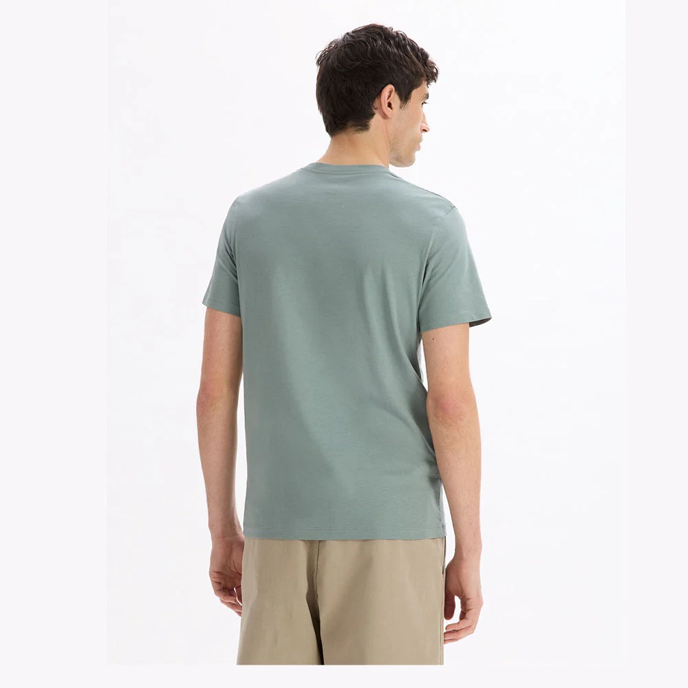 100% Cotton Straight V-Neck T-Shirt - Grey-Green - Image 4