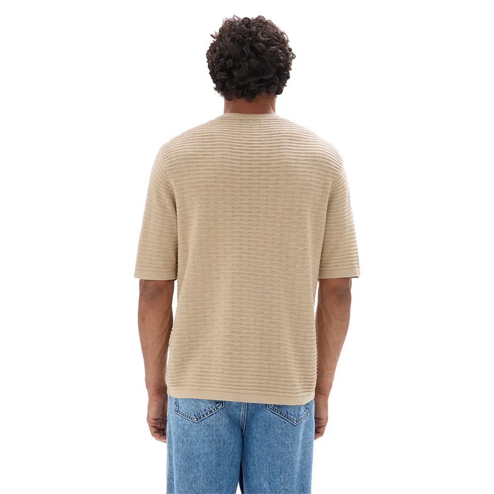 Boxy Round Neck Openwork Knit T-Shirt - Image 2