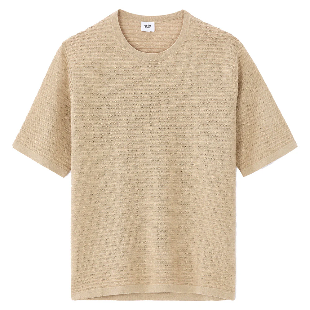 Boxy Round Neck Openwork Knit T-Shirt - Image 5