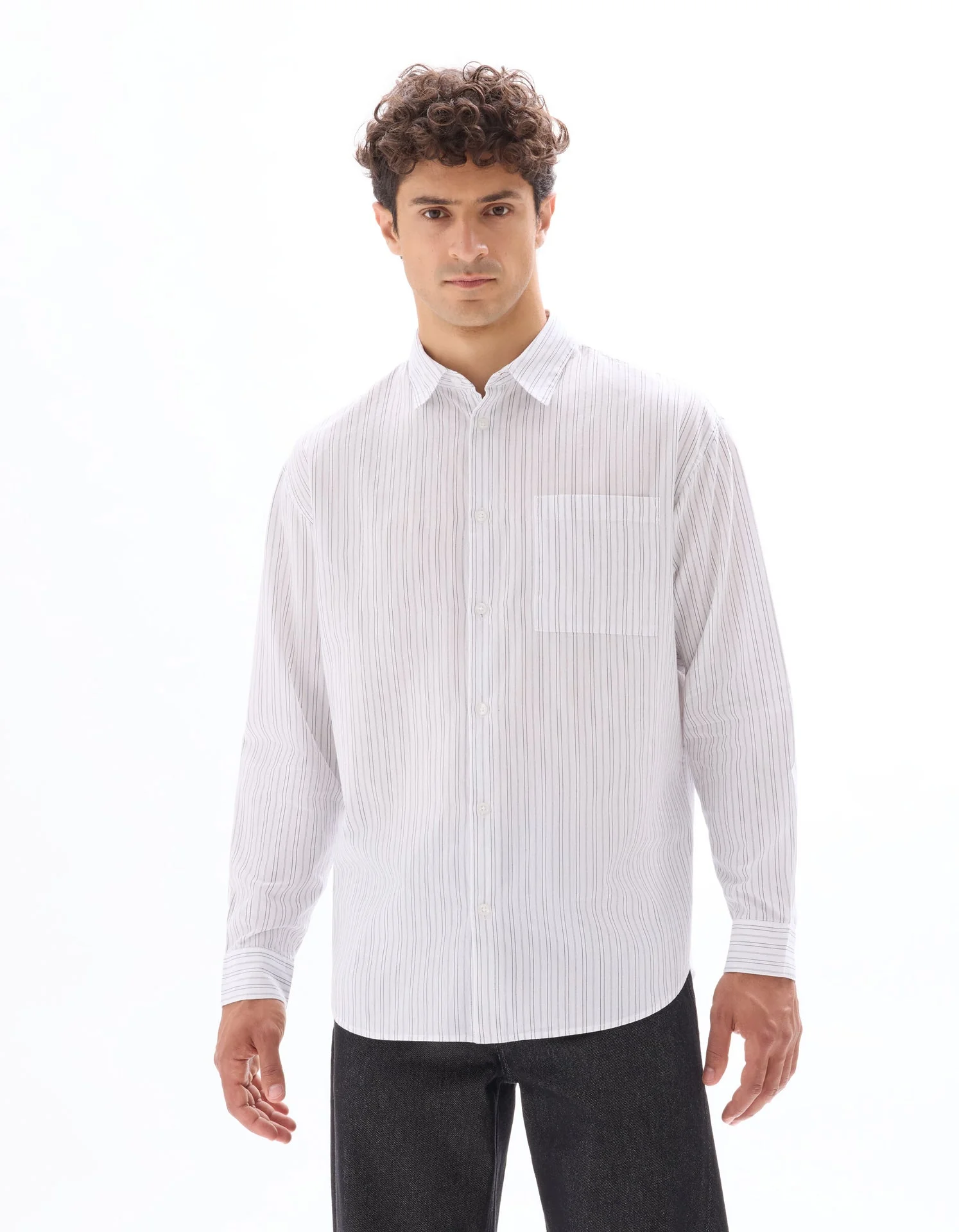 Loose Striped Poplin Shirt - Image 3