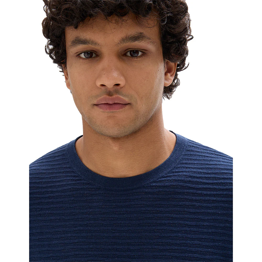 Boxy Crew Neck Openwork Knit T-Shirt - Image 2