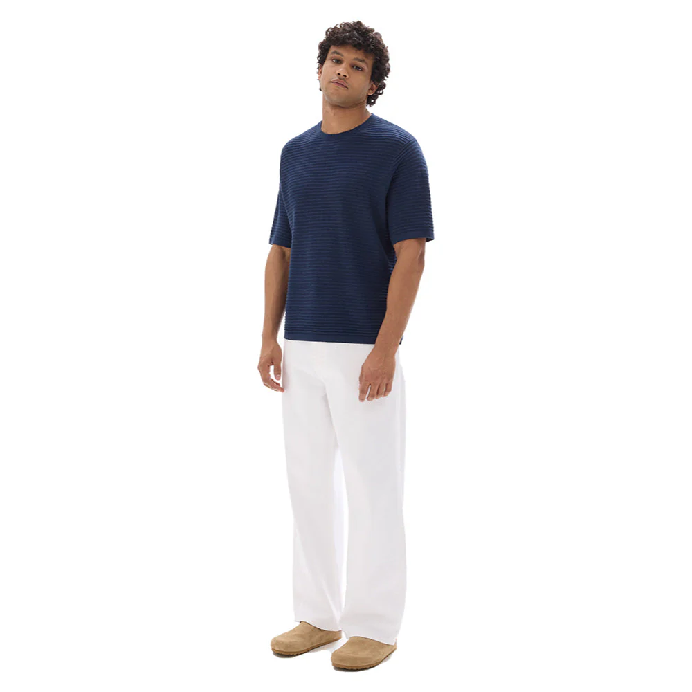 Boxy Crew Neck Openwork Knit T-Shirt - Image 3