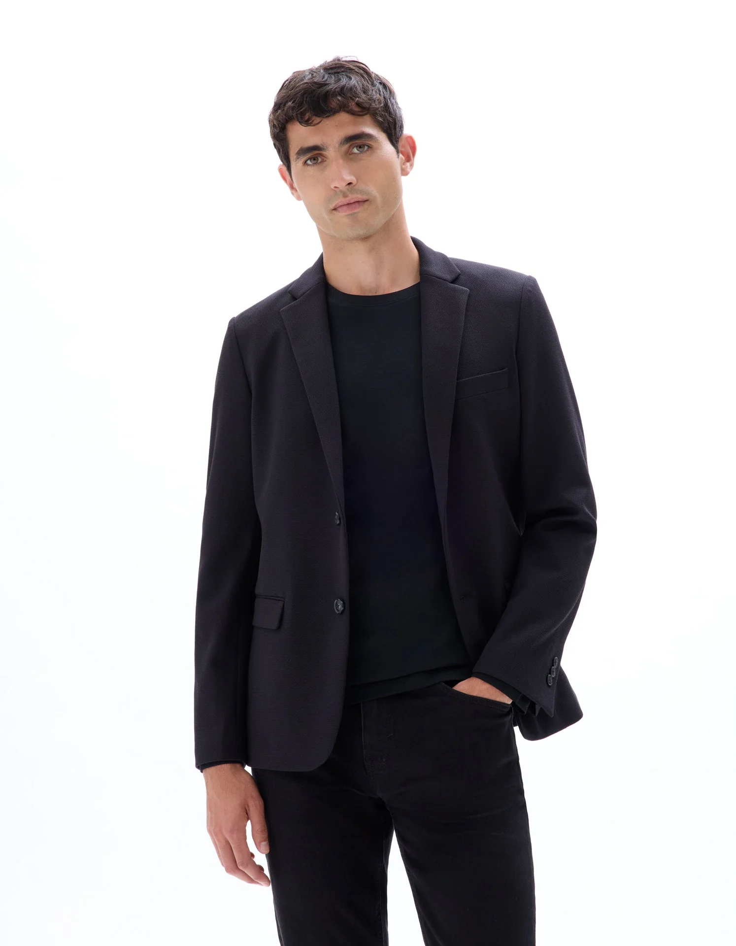 Slim Stretch Textured Blazer - Image 3