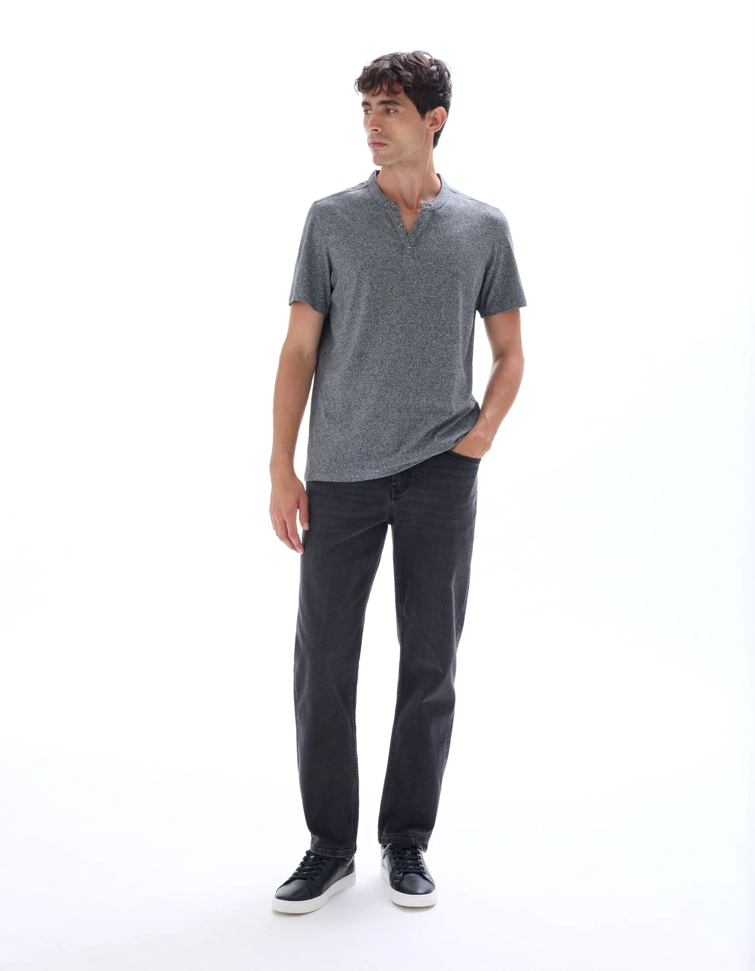 Regular Tunisian-Collar Blended T-Shirt - Image 3