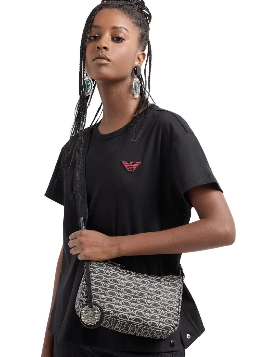 EMPORIO ARMANI Lilly Logo Nero Ecru Baguette Bag EAB19 - Image 2