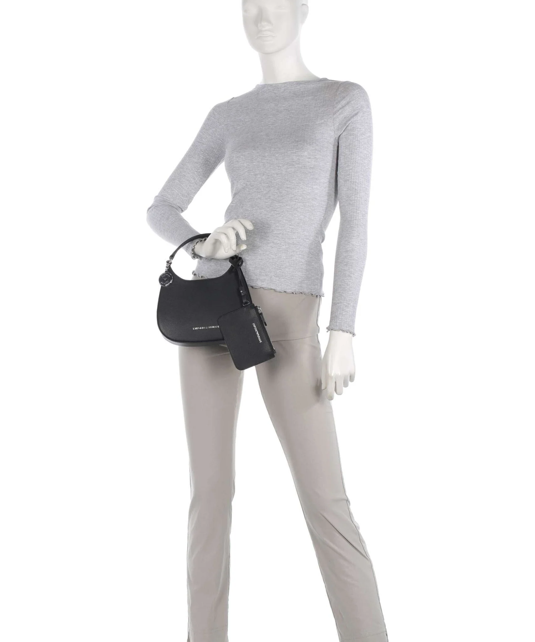 EMPORIO ARMANI ASV micro-grain recycled leather hobo Bag EAB21 - Image 2