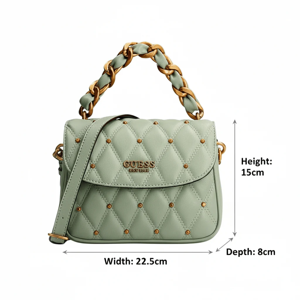 GUESS Triana Logo Detailed Shoulder Bag-OLIVE- GB17 - Image 4