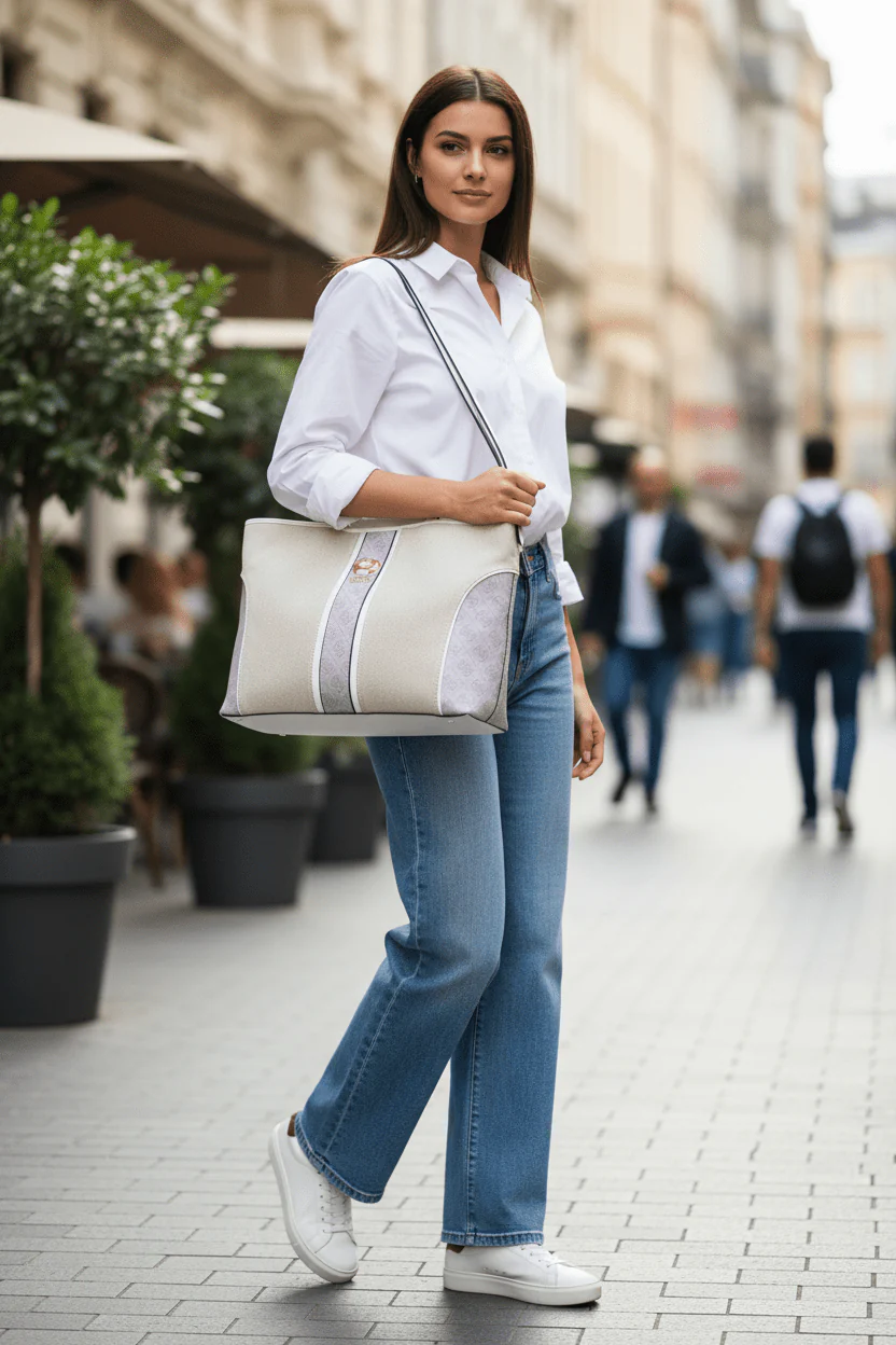 Guess Kerima Tote Natural/Milk Logo, Natural / Milk Logo Bag GB354 - Image 2