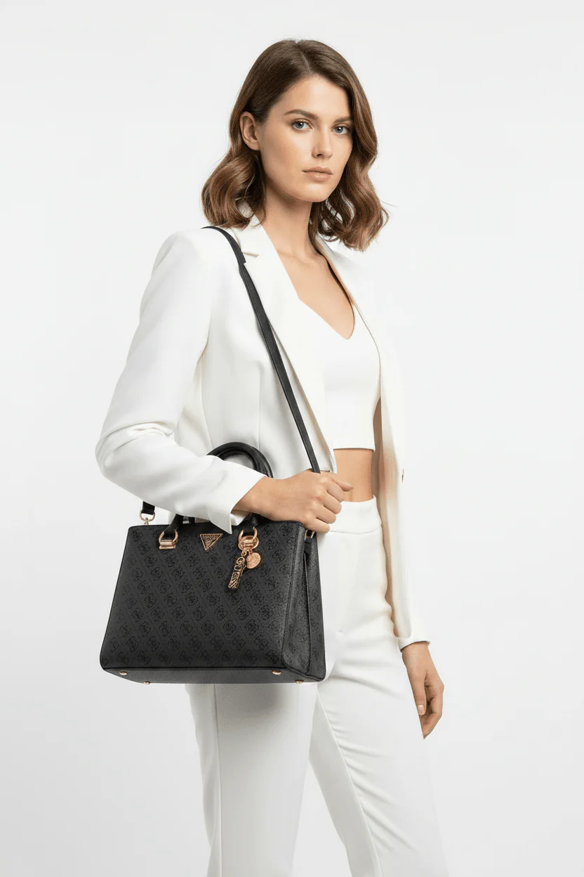 GUESS Noelle Basique Signature Logo Girlfriend Satchel Bag GB505 - Image 2