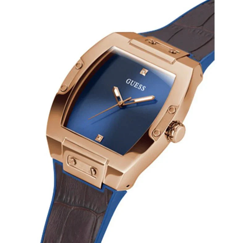 Guess Phoenix Men's Watch with Blue Dial and Brown Leather Strap - GW0386G2 GGM7 - Image 6