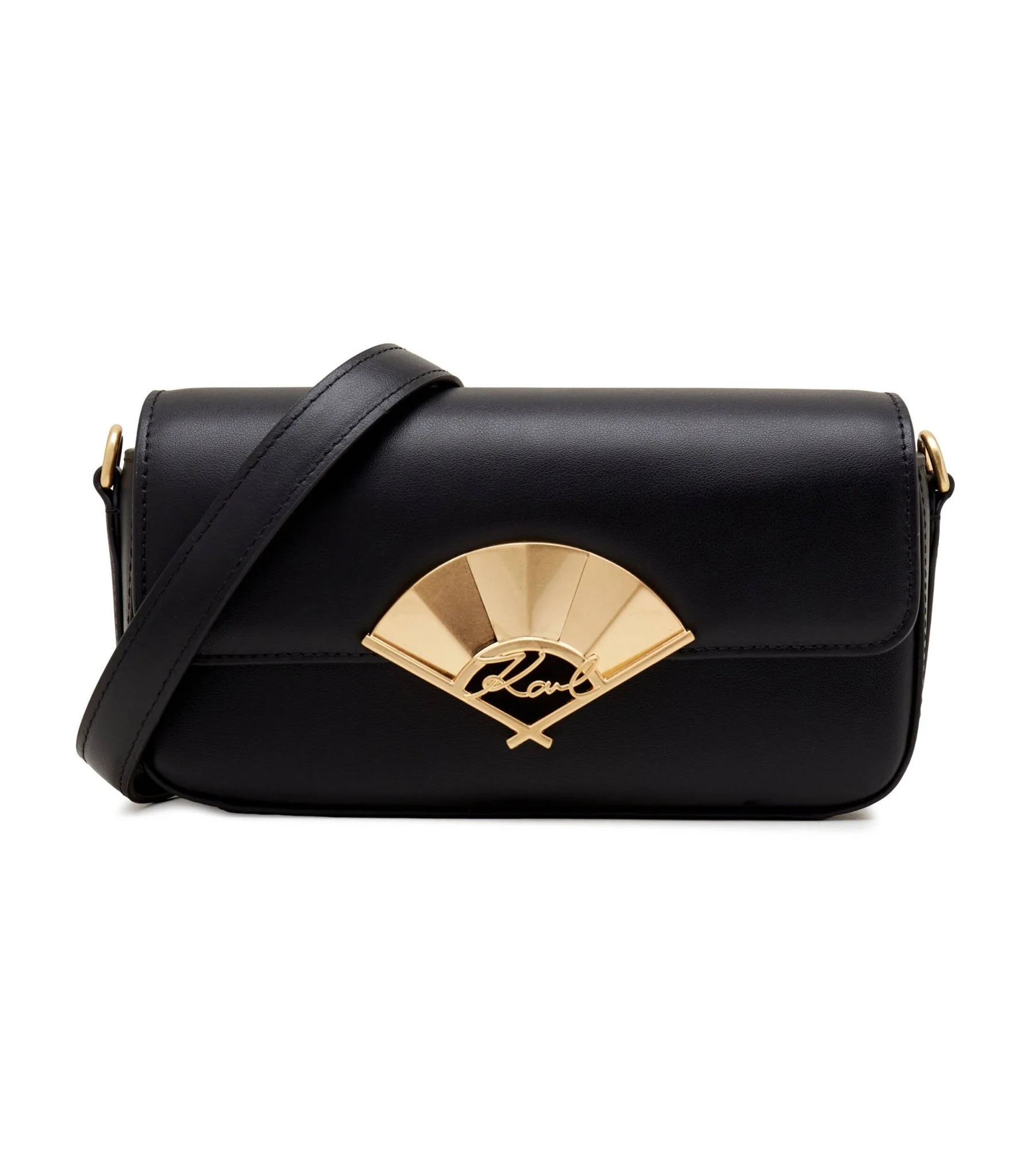 KARL LEGERFELD Leather crossbody bag signature fan sm crossbody KB50