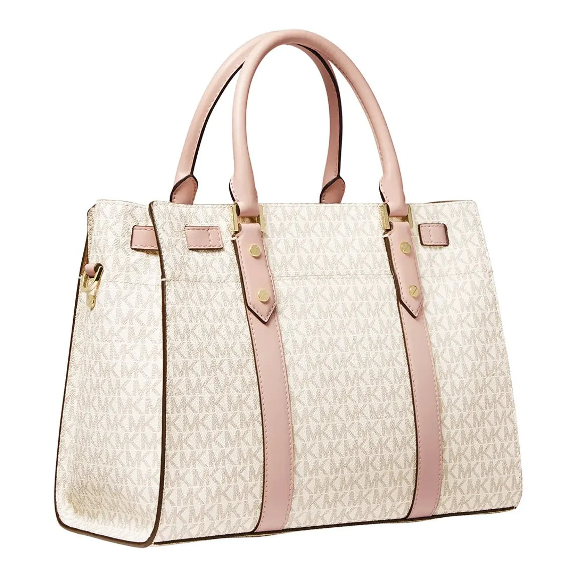 MICHAEL KORS Vanilla, Soft Pink Nouveau Hamilton Large Satchel MK75 - Image 3